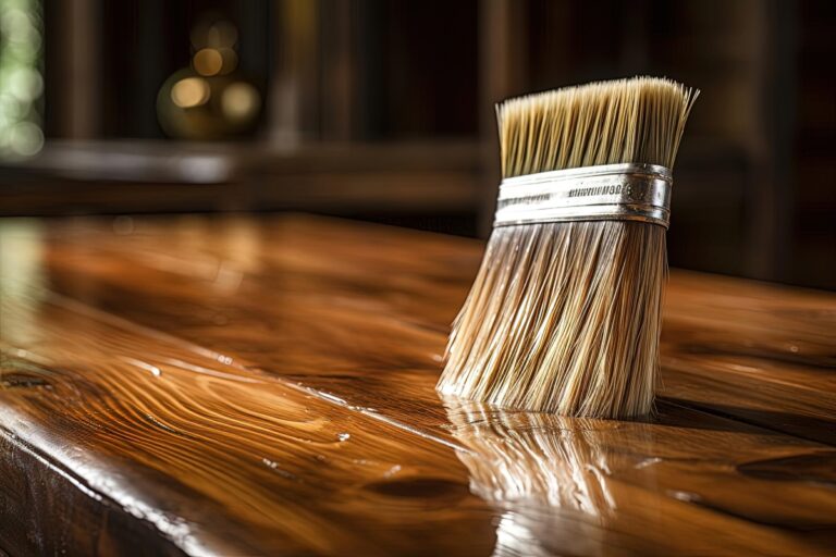 Lakierowanie mebli drewnianych farbami poliuretanowymi.